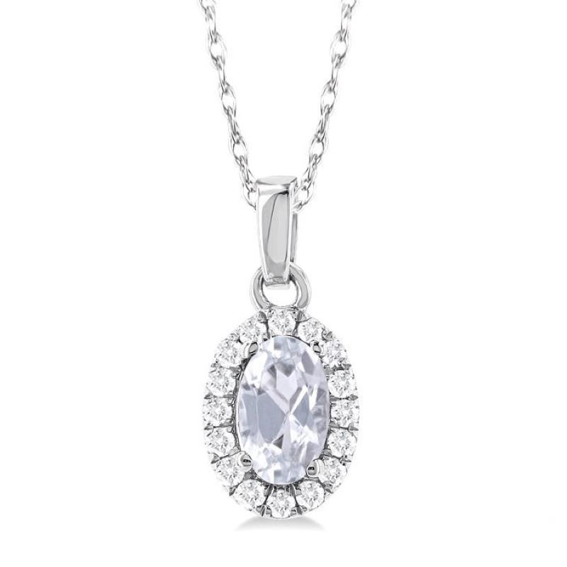 White Topaz and Diamond Pendant White Topaz and Diamond Pendant