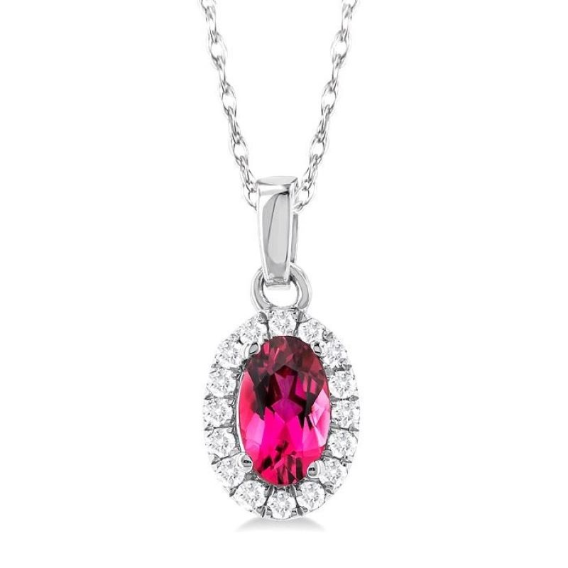 Pink Tourmaline and Diamond Pendant Pink Tourmaline and Diamond Pendant