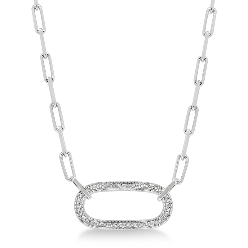 Silver Paperclip Diamond Fashion Pendant
