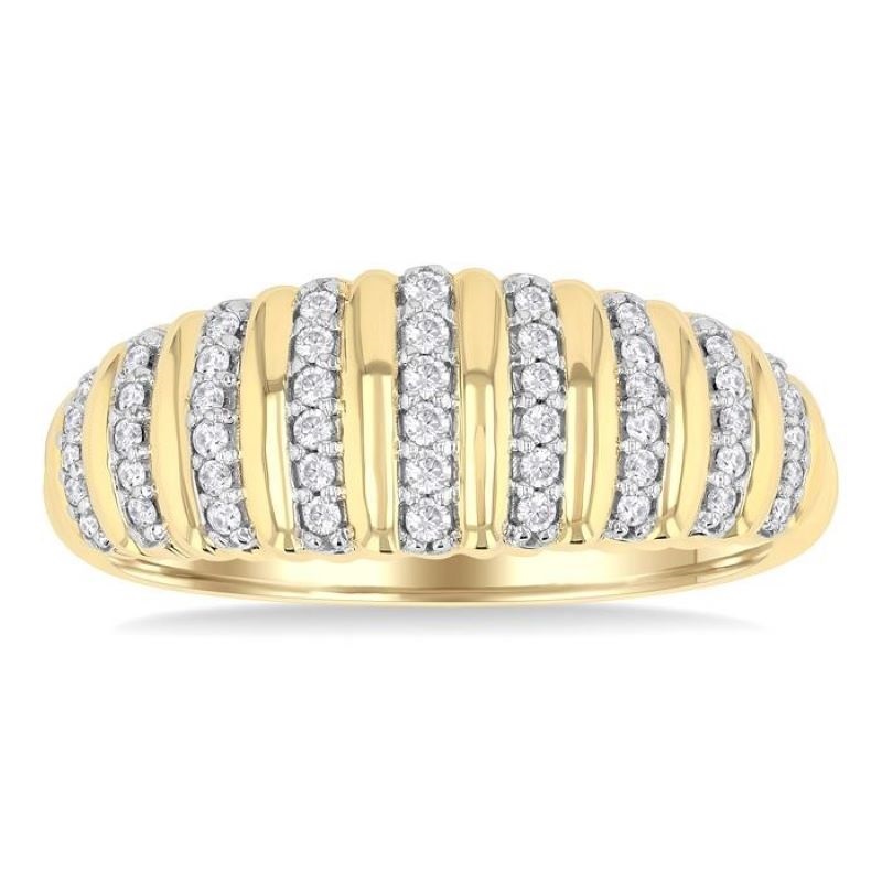 Ribbed Diamond Fashion Dome Ring