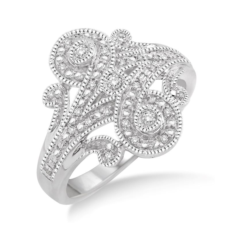 Sterling Silver Diamond Swirl Fashion Ring Sterling Silver Diamond Swirl Fashion Ring