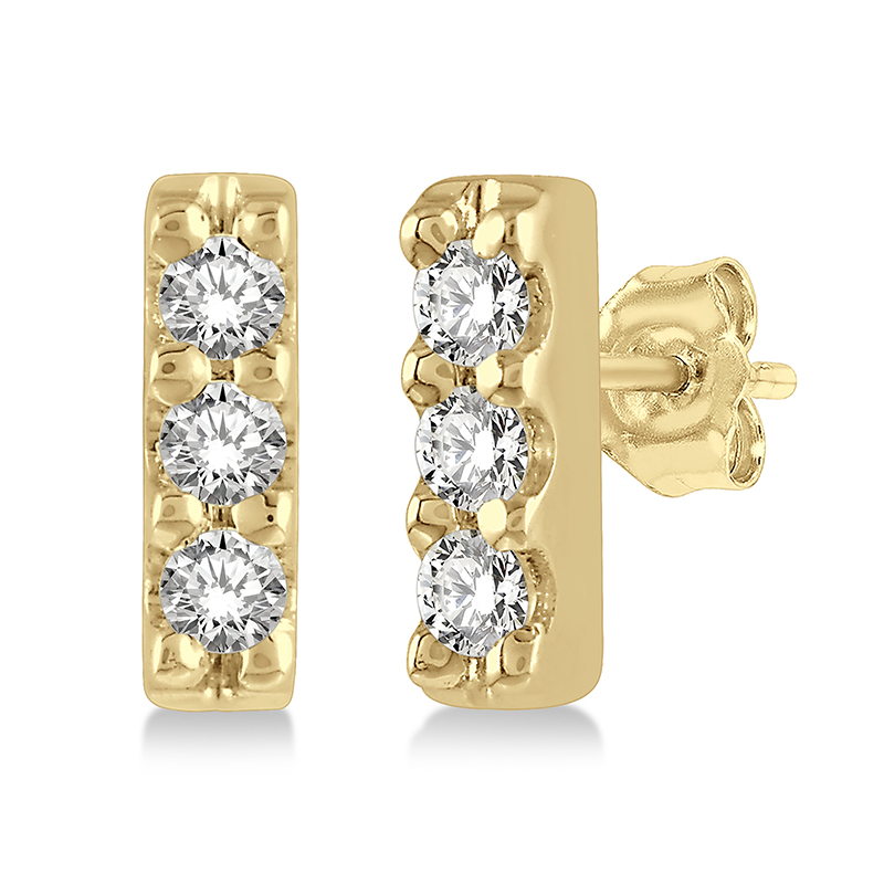 Diamond Vertical Bar Stud Earrings