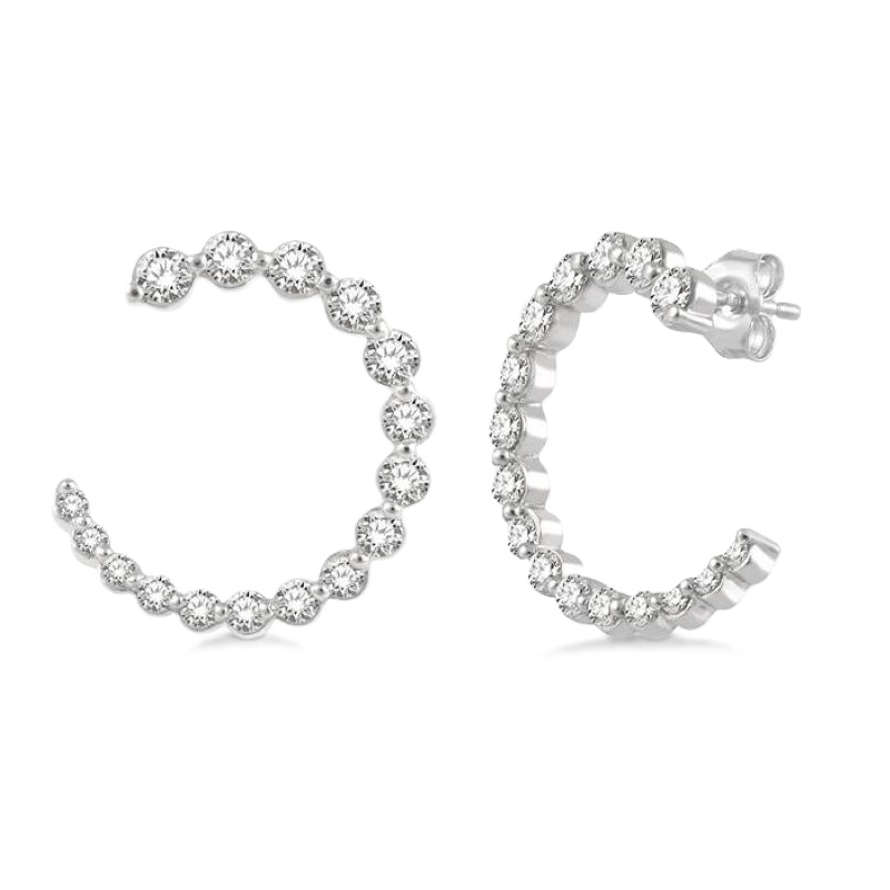 3/4cttw Diamond 1/2 Hoop Earrings 3/4cttw Diamond 1/2 Hoop Earrings