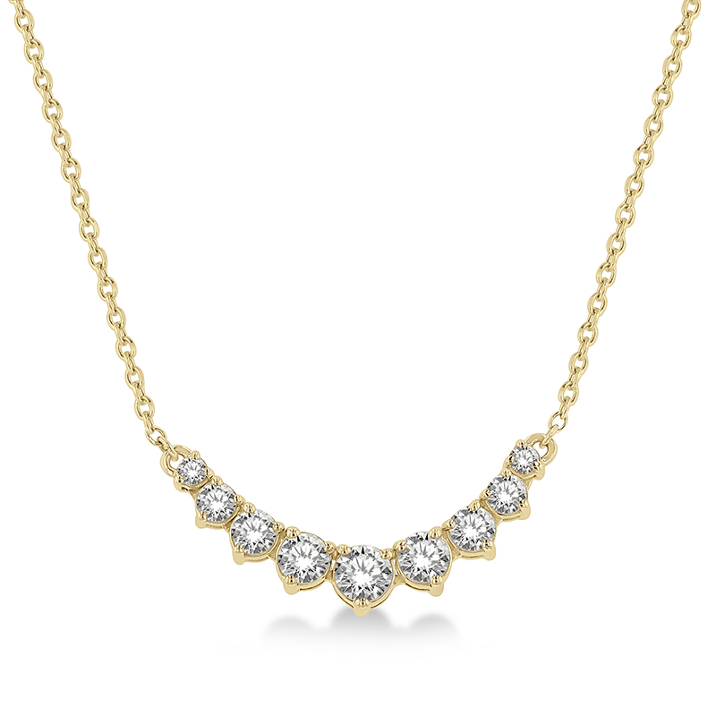 1/2 Ctw Graduated Diamond Curved Necklace in 14K Yellow Gold 1/2 Ctw Graduated Diamond Curved Necklace in 14K Yellow Gold