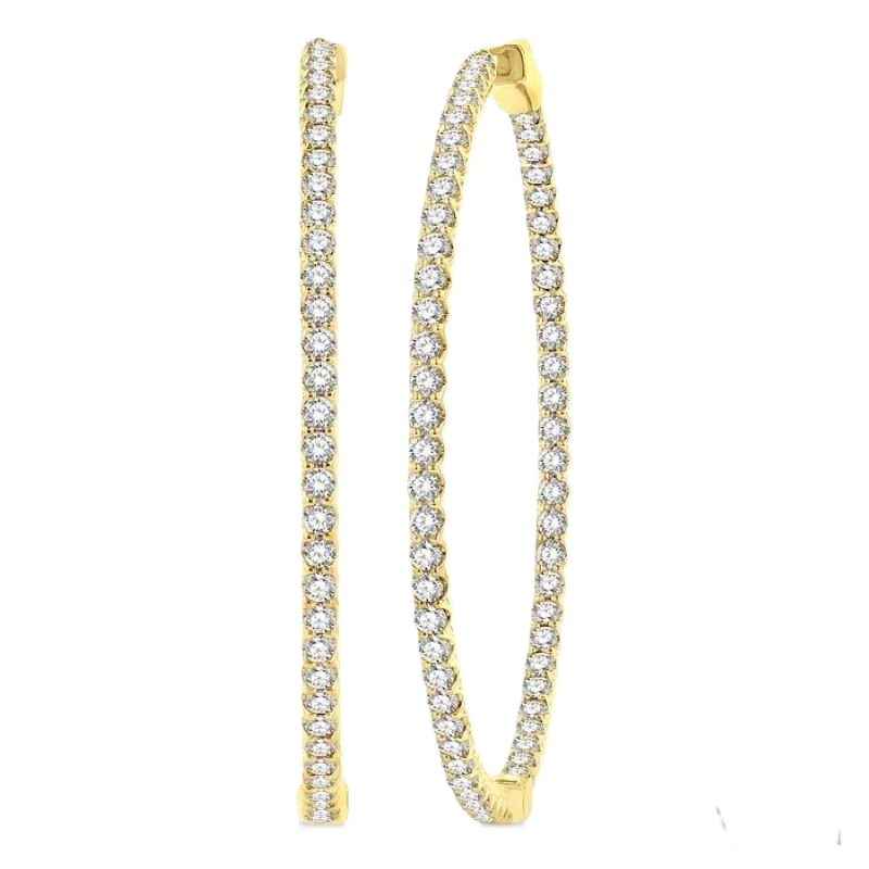 14k Yellow Gold 1 3/4-Inch Round 3.00cttw Inside-Out Diamond Hoop Earrings 14k Yellow Gold 1 3/4-Inch Round 3.00cttw Inside-Out Diamond Hoop Earrings