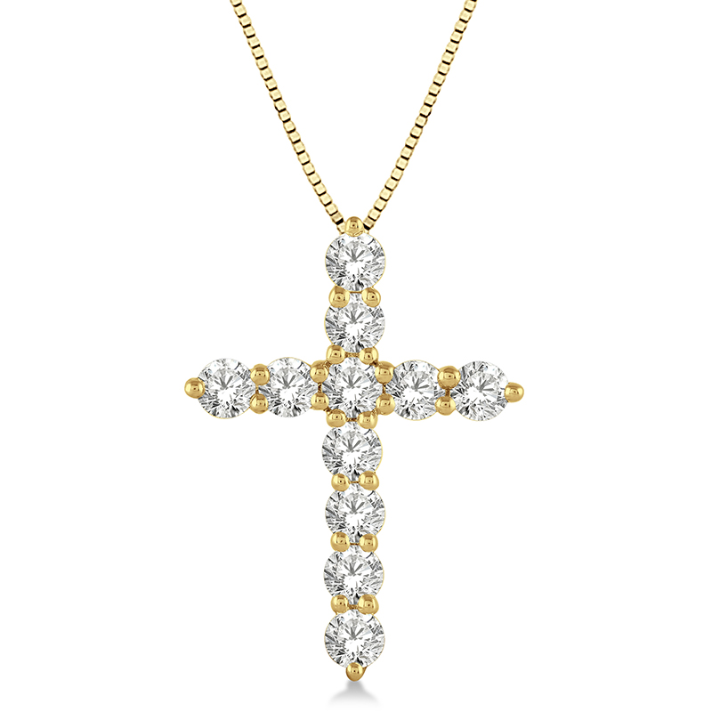 14k Yellow Gold 1.00cttw Round Diamond Cross Pendant w/ 18" Chain 14k Yellow Gold 1.00cttw Round Diamond Cross Pendant w/ 18" Chain