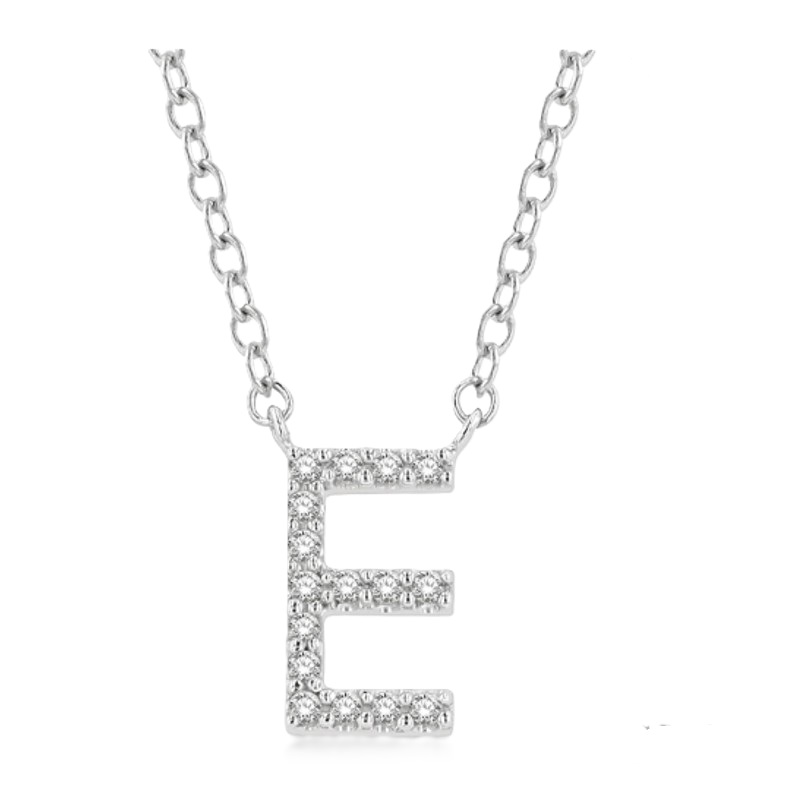 Block 'E' Initial Diamond Pendant Block 'E' Initial Diamond Pendant