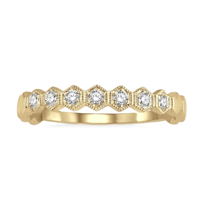 14k Yellow Gold Diamond Hexagon Stackable Ring 14k Yellow Gold Diamond Hexagon Stackable Ring
