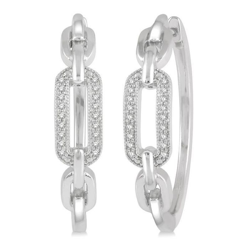 Silver Diamond Paperclip Hoop Earrings Silver Diamond Paperclip Hoop Earrings