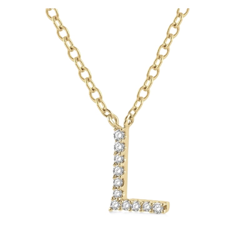 Block 'L' Initial Diamond Pendant Block 'L' Initial Diamond Pendant