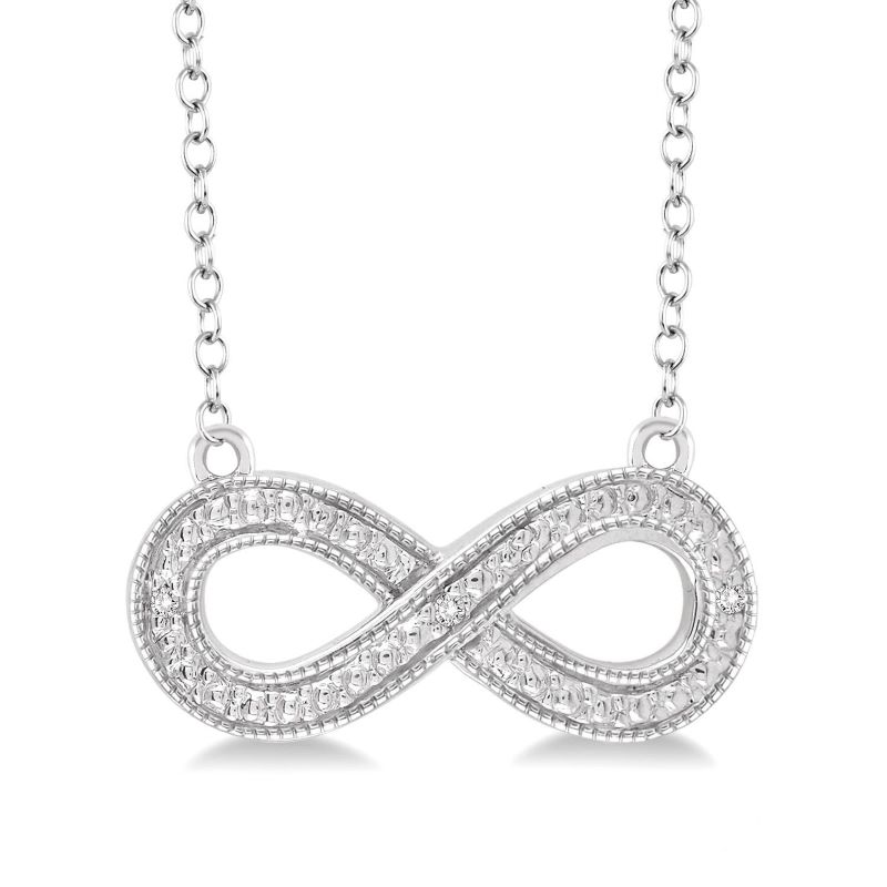 Sterling Silver Diamond Infinity Necklace