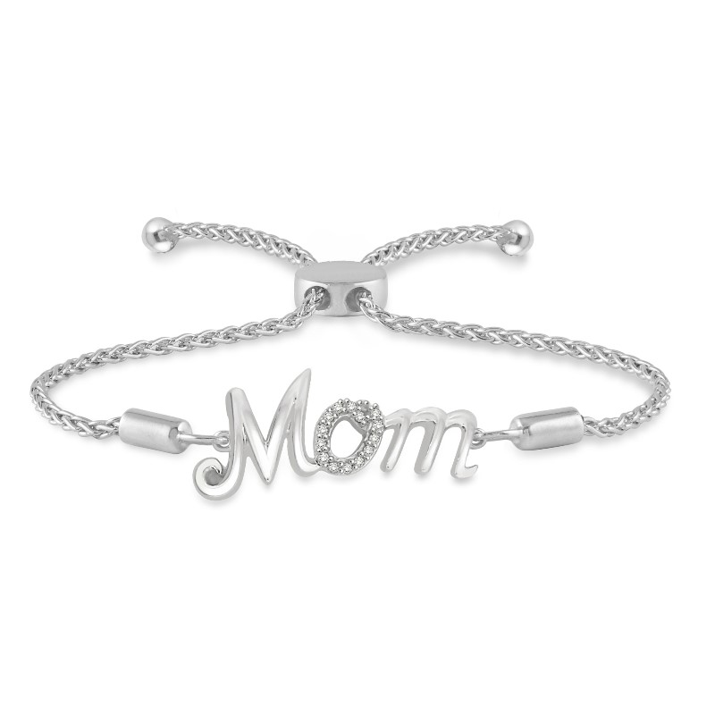 Silver Mom Diamond Lariat Bolo Bracelet Silver Mom Diamond Lariat Bolo Bracelet