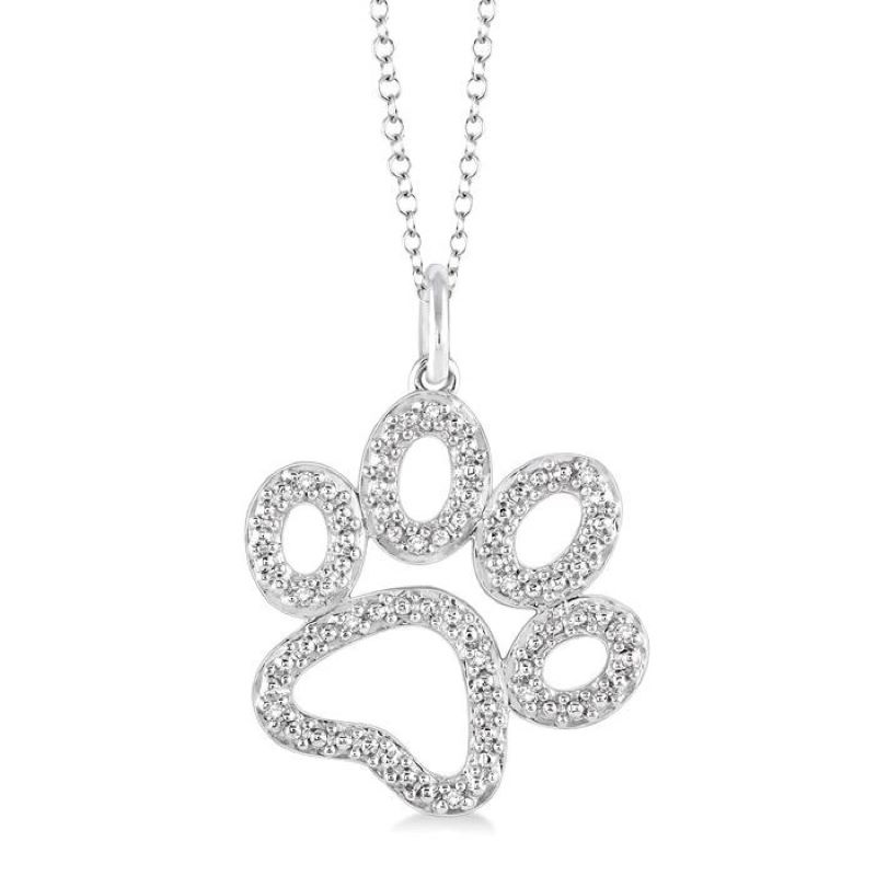 Silver Diamond Dog Paw Pendant Silver Diamond Dog Paw Pendant