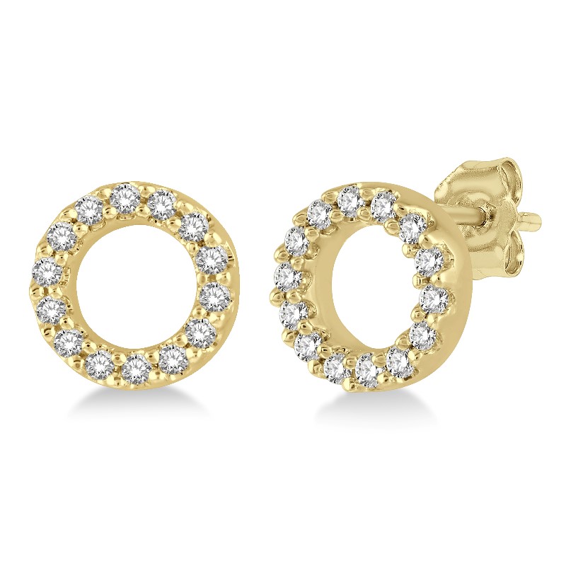 10k Yellow Gold .10cttw Round Diamond Open Circle Petite Stud Earrings