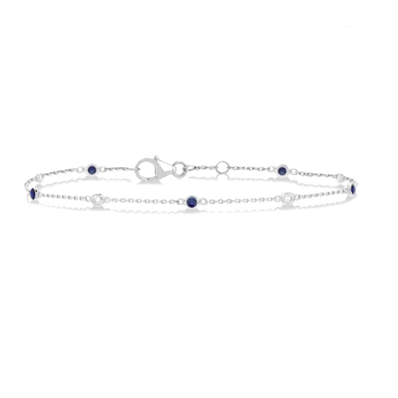 14k White Gold Sapphire & Diamond Bracelet