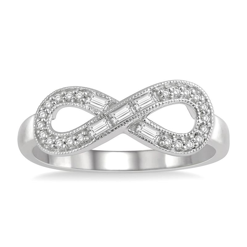 10k White Gold .20cttw Round/Baguette Infinity Ring 10k White Gold .20cttw Round/Baguette Infinity Ring