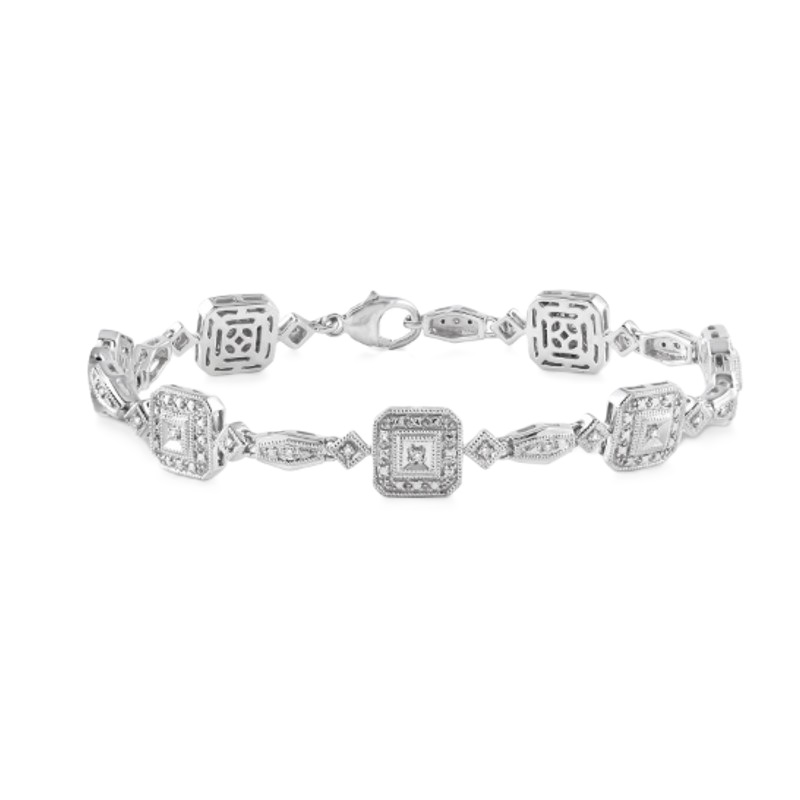Sterling Silver & Diamond Vintage Inspried Fashion Bracelet Sterling Silver & Diamond Vintage Inspried Fashion Bracelet