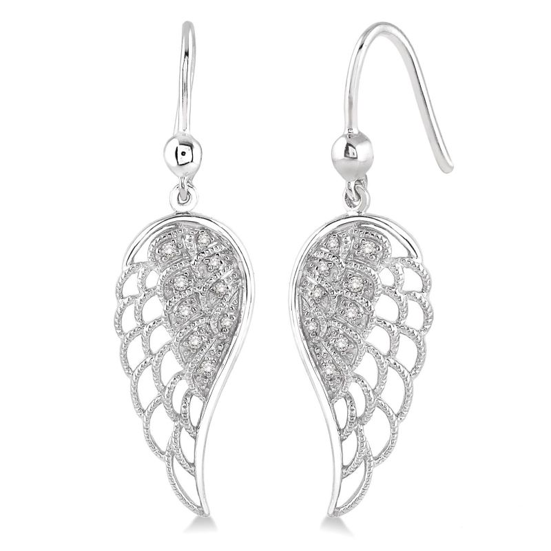Silver Angel Wings Diamond Earrings Silver Angel Wings Diamond Earrings