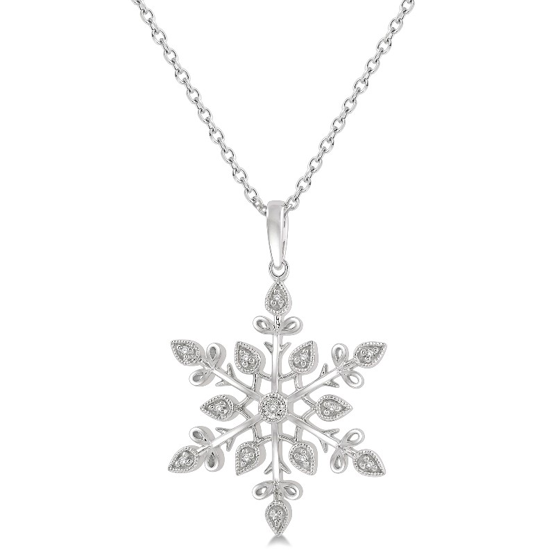 Silver Snow Flake Diamond Fashion Pendant Silver Snow Flake Diamond Fashion Pendant