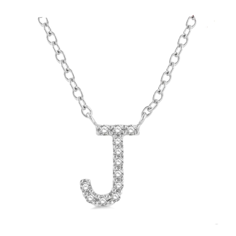 Block 'J' Initial Diamond Pendant