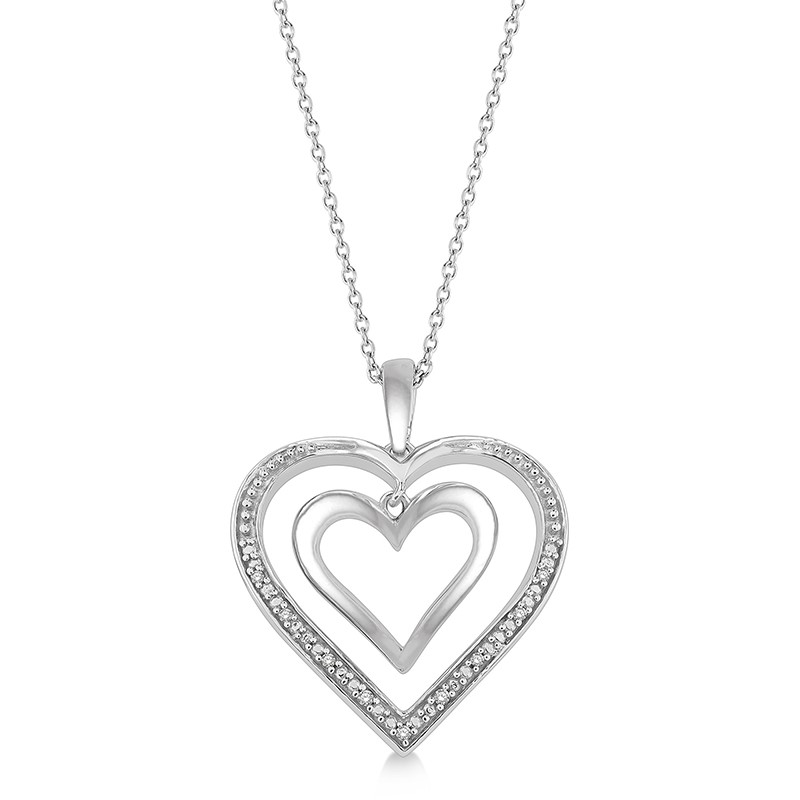 Silver Double Heart Shape Diamond Fashion Pendant Silver Double Heart Shape Diamond Fashion Pendant