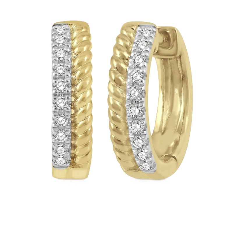 Rope Petite Diamond Huggie Earrings