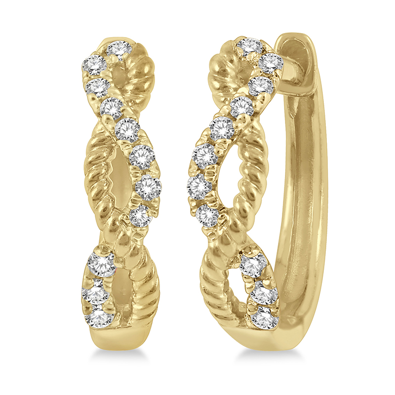 Diamond Twisted Rope Huggie Earrings Diamond Twisted Rope Huggie Earrings