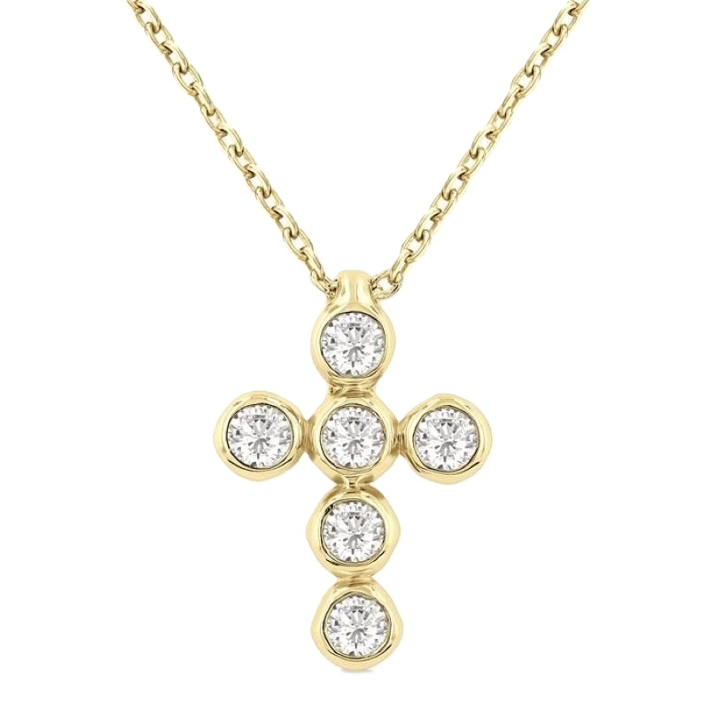 14k Yellow Gold Bezel Diamond Cross Pendant 14k Yellow Gold Bezel Diamond Cross Pendant