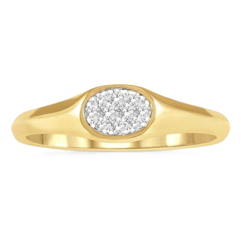 14k Yellow Gold Diamond Cluster Oval Ring 14k Yellow Gold Diamond Cluster Oval Ring