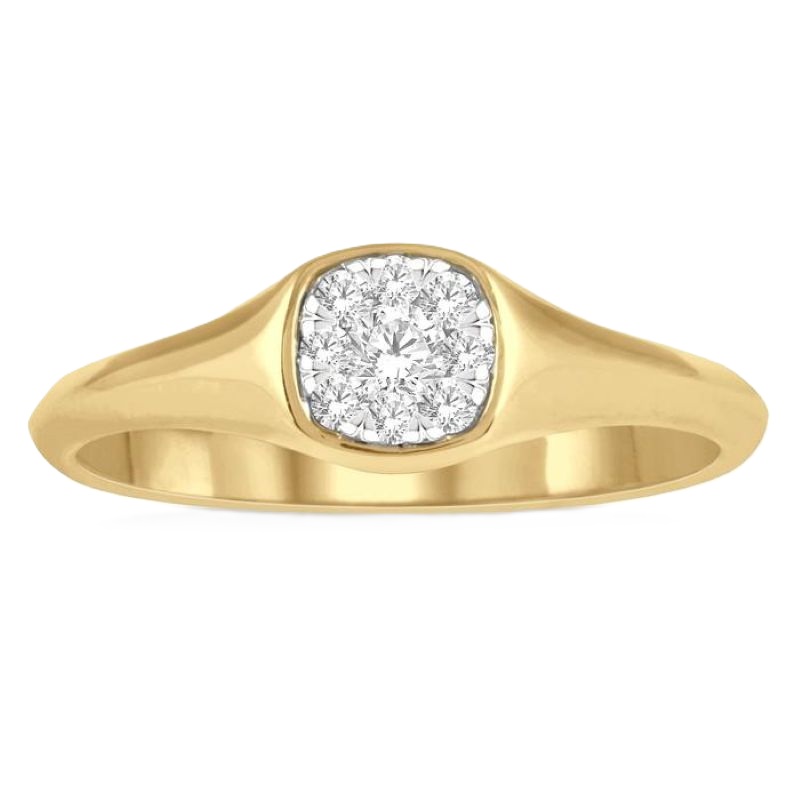 14k Yellow Gold Diamond Cluster Cushion Ring 14k Yellow Gold Diamond Cluster Cushion Ring