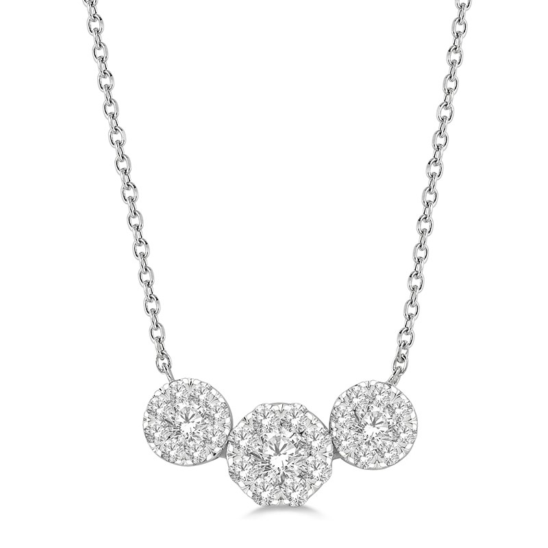 14k White Gold 1/3cttw Round Diamond Lovebright 3 Stone 18" Necklace 14k White Gold 1/3cttw Round Diamond Lovebright 3 Stone 18" Necklace