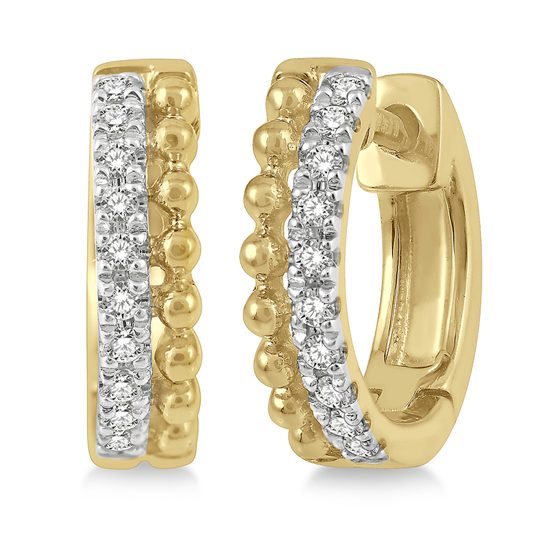 Diamond Beaded Huggie Earrings Diamond Beaded Huggie Earrings