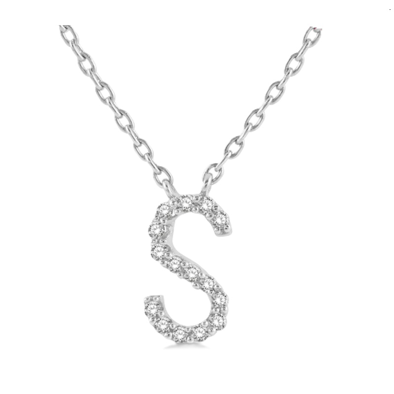 Block 'S' Initial Diamond Pendant Block 'S' Initial Diamond Pendant