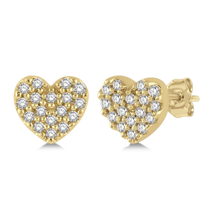 10k Yellow Gold .10cttw Round Diamond Heart Petite Stud Earrings 10k Yellow Gold .10cttw Round Diamond Heart Petite Stud Earrings