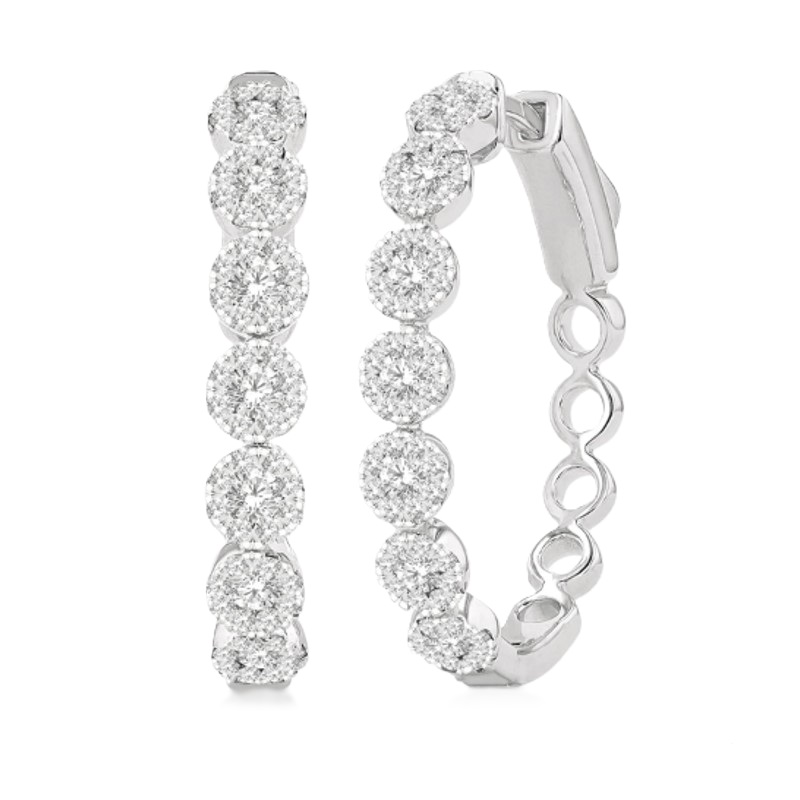 Diamond Cluster Hoop Earrings 1.00cttw Diamond Cluster Hoop Earrings 1.00cttw