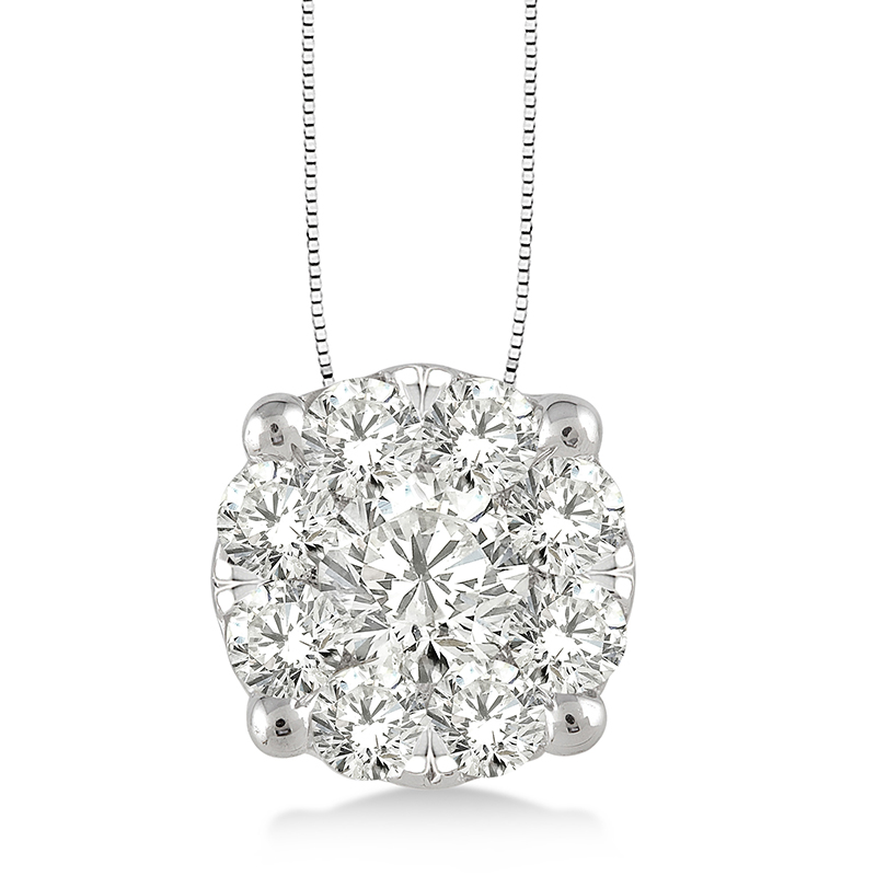1 Ctw Diamond Pendant in 14K White Gold with Chain 1 Ctw Diamond Pendant in 14K White Gold with Chain