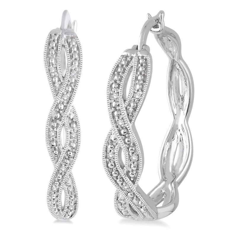 Sterling Silver Diamond Infinity Hoops Sterling Silver Diamond Infinity Hoops