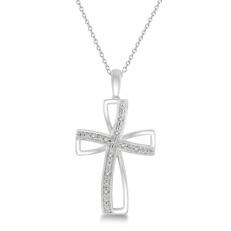 Silver Cross Diamond Pendant