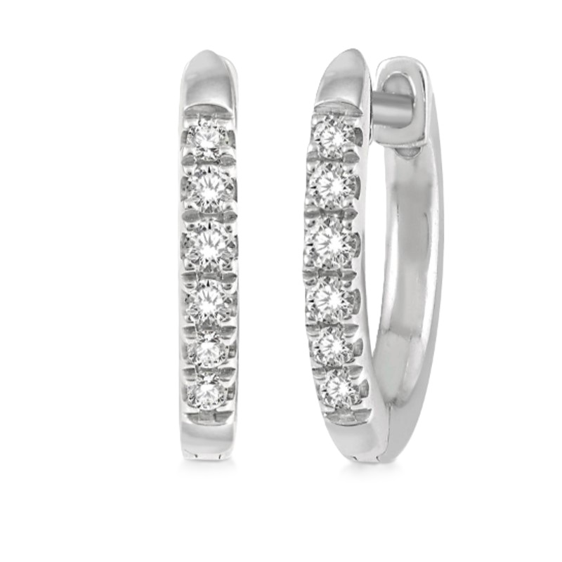 14k White Gold Diamond Huggie Earrings 14k White Gold Diamond Huggie Earrings