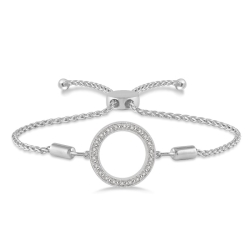 Silver Circle Diamond Lariat Bracelet thumbnail 1