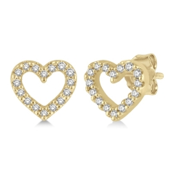 Diamond Open Heart Petite Stud Earrings thumbnail 1