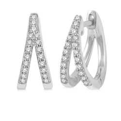 Split Diamond Huggie Earrings thumbnail 1