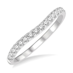 14k White Gold Curved Diamond Wedding Band thumbnail 2