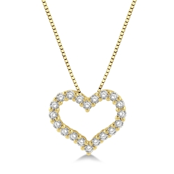 14k Yellow Gold .25cttw Diamond Heart Pendant w/ 18" Chain thumbnail 1