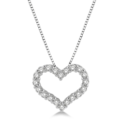 14k White Gold .50cttw Diamond Heart Pendant w/ 18" Chain thumbnail 1