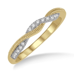 14k Yellow/White Gold Diamond Swirl Twisted Fashion Ring thumbnail 2