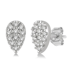 10k White Gold .10cttw Round Diamond Pear Petite Stud Earrings thumbnail 1