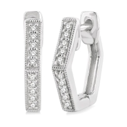 Diamond Hexagon Petite Huggie Earrings thumbnail 1