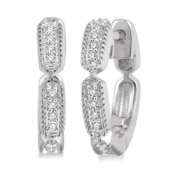 Diamond Linked Petite Huggie Earrings thumbnail 1