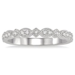 14k White Gold Diamond Stackable Band thumbnail 1